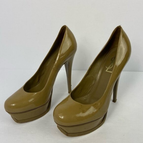 YSL Yves Saint Laurent Patent Leather Platform Pumps Size 8 YSL 5" Stiletto Heel - Picture 4 of 16